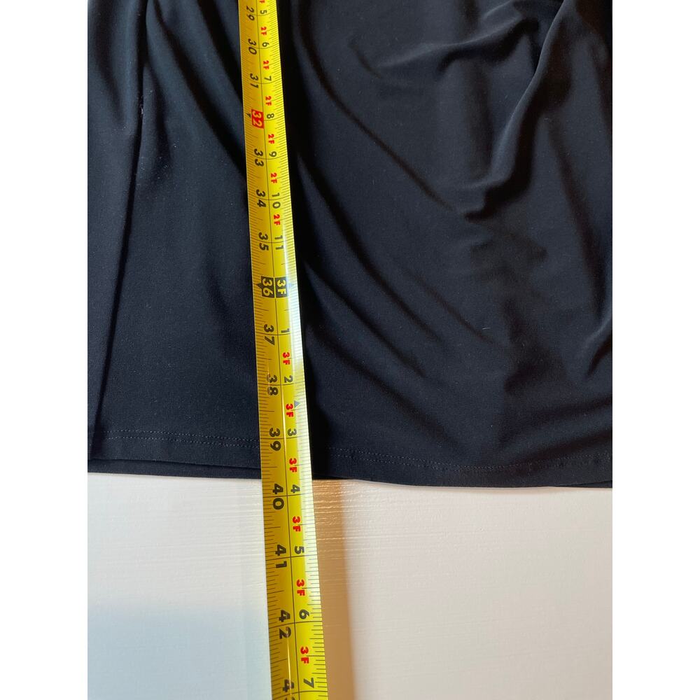 Lauren Ralph Lauren Faux Wrap Sheath Dress Black Ruched Sz 8 Cap Sleeves Career - Picture 10 of 12